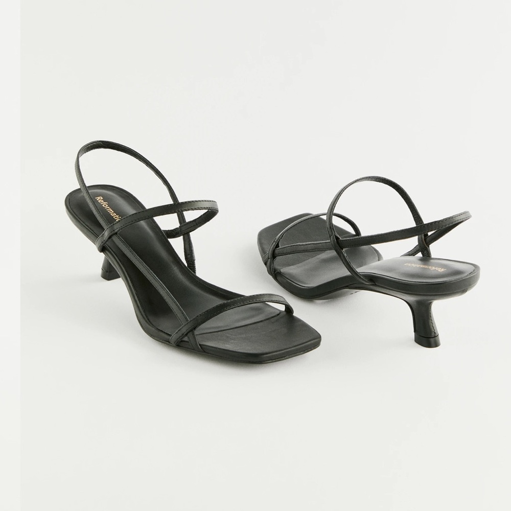 Reformation Serenity Bare Sandals Black Leather